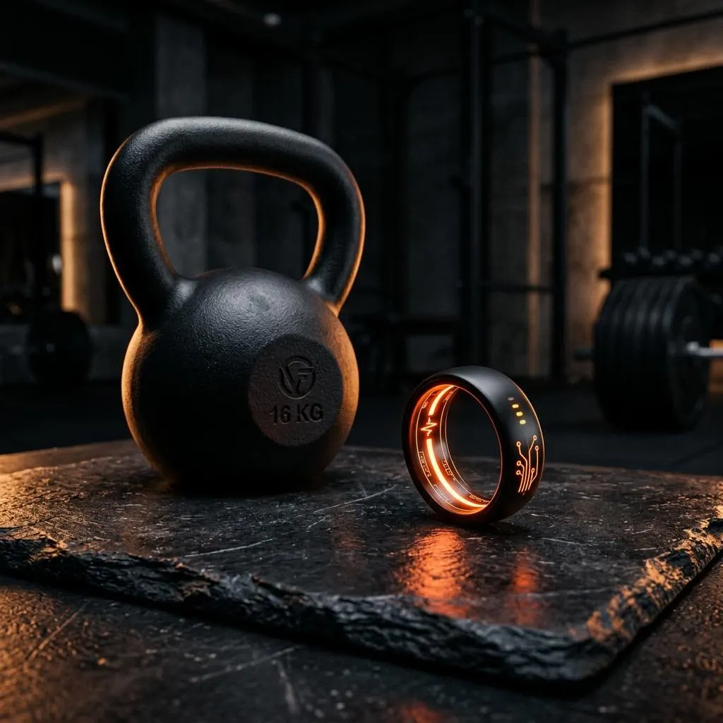 Illustration of a glowing ember with fitness and recovery symbols for Ember Fitness & Health+