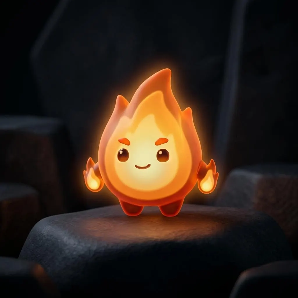 Illustration of the Ember mascot, a small flame character that grows as your streak does